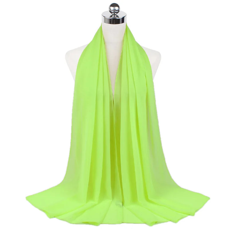 Muslim Chiffon Hijab Scarf Women Long Solid Color Head Wrap For Women Hijabs Scarves Ladies Muslim Veil Jersey Hijabs