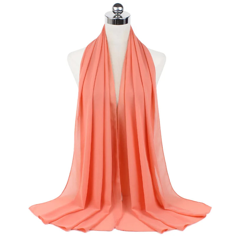 Muslim Chiffon Hijab Scarf Women Long Solid Color Head Wrap For Women Hijabs Scarves Ladies Muslim Veil Jersey Hijabs