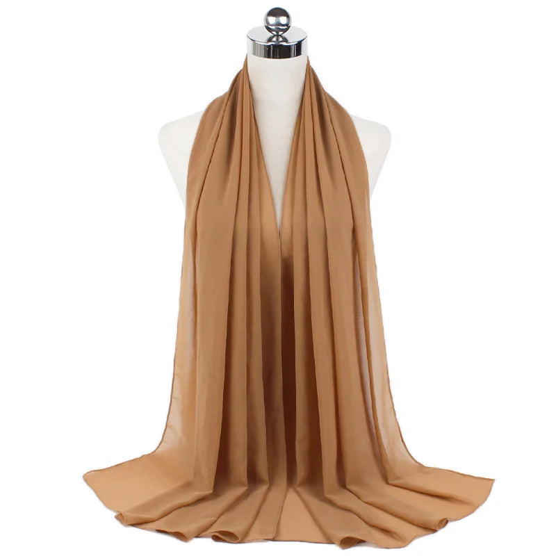 Muslim Chiffon Hijab Scarf Women Long Solid Color Head Wrap For Women Hijabs Scarves Ladies Muslim Veil Jersey Hijabs