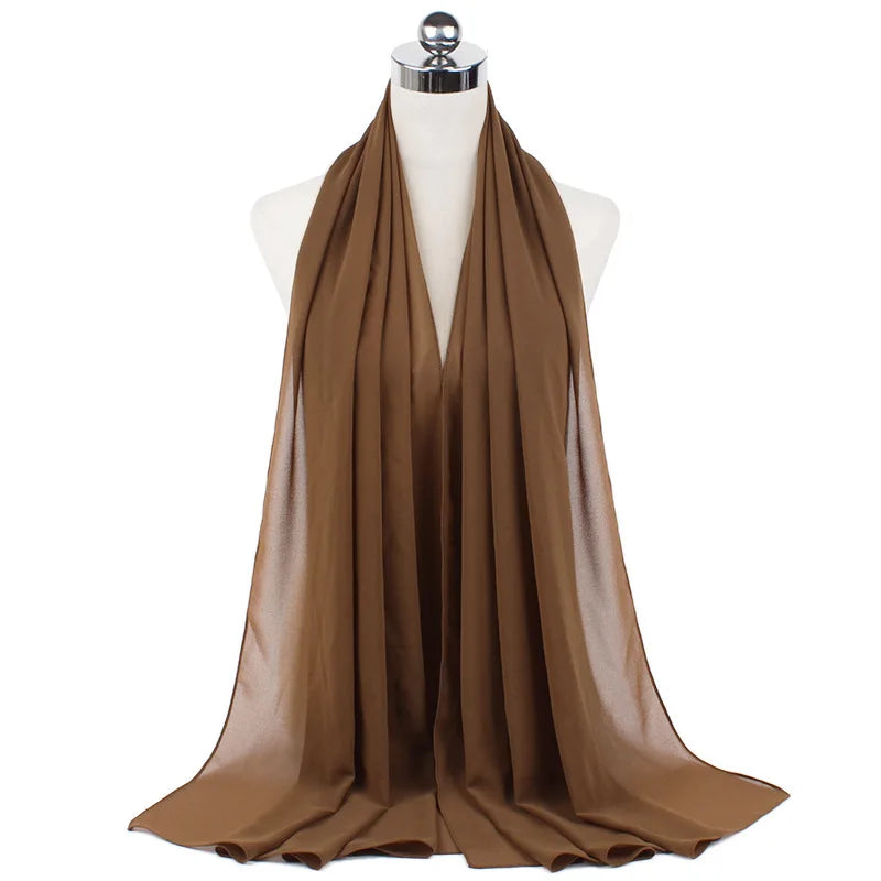 Muslim Chiffon Hijab Scarf Women Long Solid Color Head Wrap For Women Hijabs Scarves Ladies Muslim Veil Jersey Hijabs