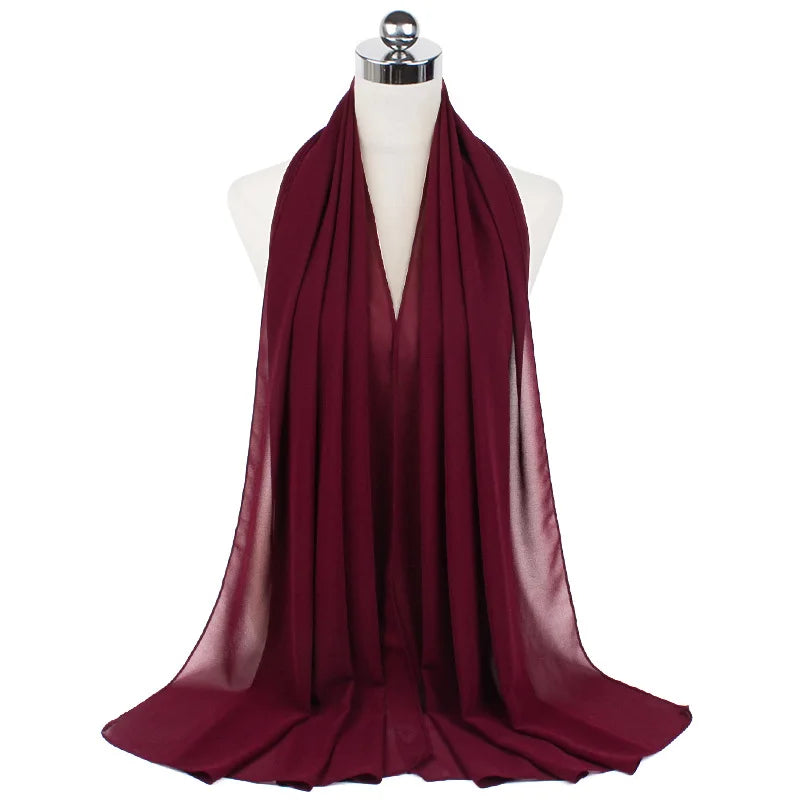 Muslim Chiffon Hijab Scarf Women Long Solid Color Head Wrap For Women Hijabs Scarves Ladies Muslim Veil Jersey Hijabs