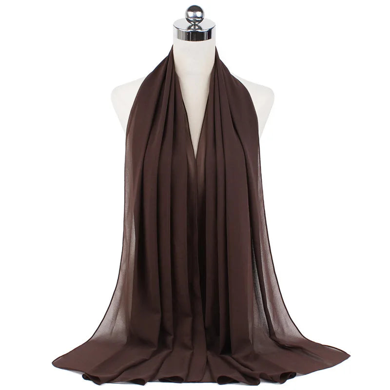 Muslim Chiffon Hijab Scarf Women Long Solid Color Head Wrap For Women Hijabs Scarves Ladies Muslim Veil Jersey Hijabs