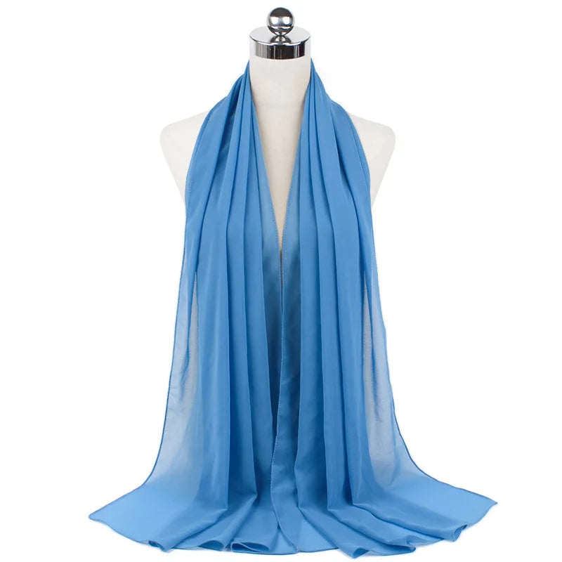 Muslim Chiffon Hijab Scarf Women Long Solid Color Head Wrap For Women Hijabs Scarves Ladies Muslim Veil Jersey Hijabs