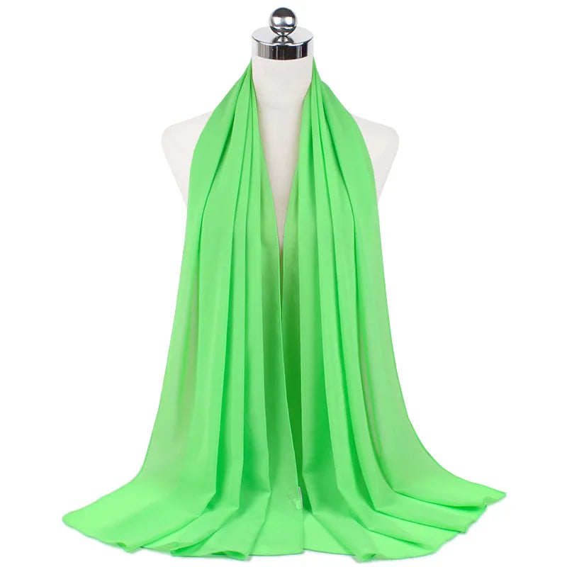 Muslim Chiffon Hijab Scarf Women Long Solid Color Head Wrap For Women Hijabs Scarves Ladies Muslim Veil Jersey Hijabs