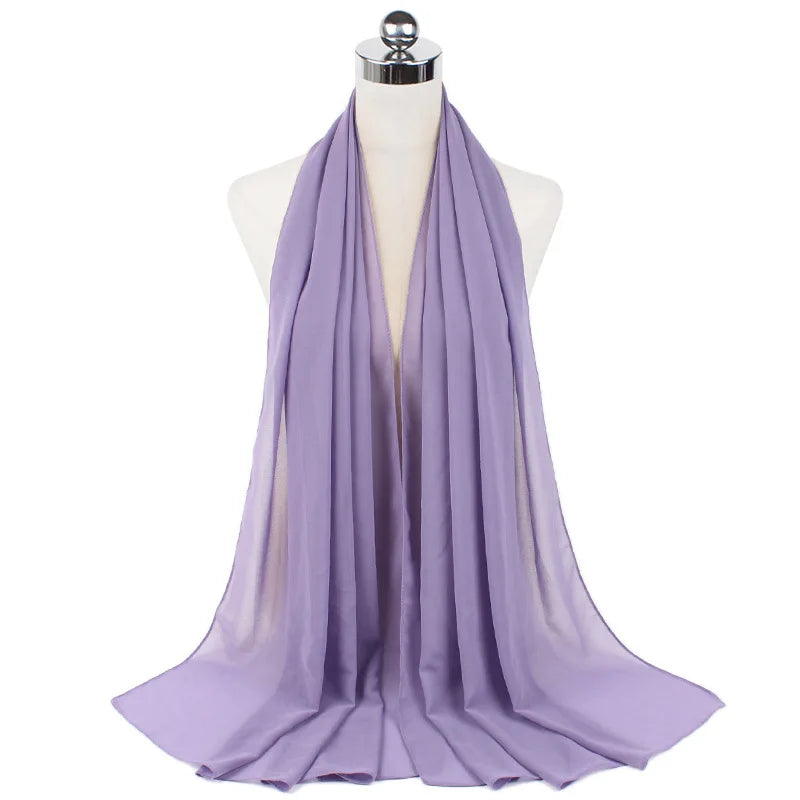 Muslim Chiffon Hijab Scarf Women Long Solid Color Head Wrap For Women Hijabs Scarves Ladies Muslim Veil Jersey Hijabs