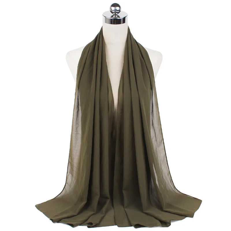 Muslim Chiffon Hijab Scarf Women Long Solid Color Head Wrap For Women Hijabs Scarves Ladies Muslim Veil Jersey Hijabs