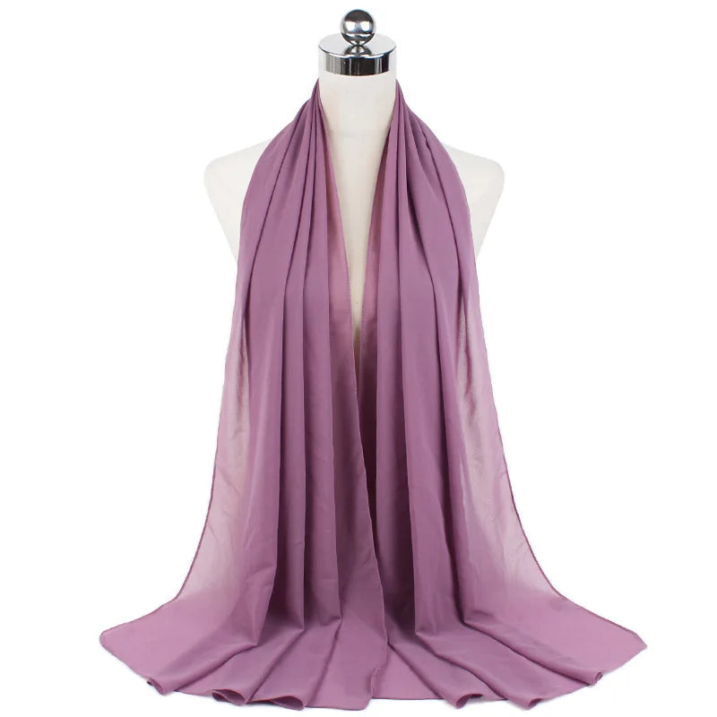 Muslim Chiffon Hijab Scarf Women Long Solid Color Head Wrap For Women Hijabs Scarves Ladies Muslim Veil Jersey Hijabs