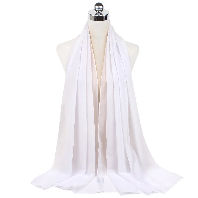 Muslim Chiffon Hijab Scarf Women Long Solid Color Head Wrap For Women Hijabs Scarves Ladies Muslim Veil Jersey Hijabs