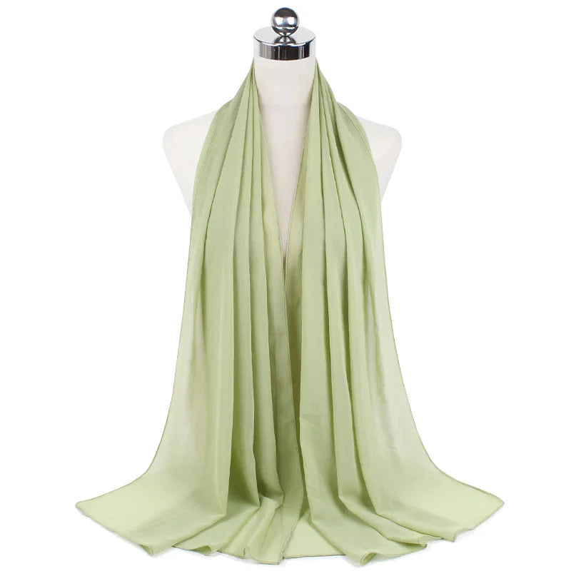 Muslim Chiffon Hijab Scarf Women Long Solid Color Head Wrap For Women Hijabs Scarves Ladies Muslim Veil Jersey Hijabs