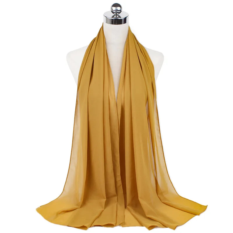 Muslim Chiffon Hijab Scarf Women Long Solid Color Head Wrap For Women Hijabs Scarves Ladies Muslim Veil Jersey Hijabs