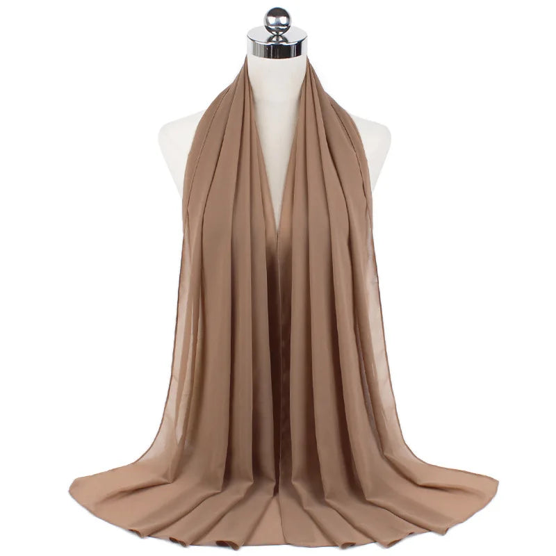 Muslim Chiffon Hijab Scarf Women Long Solid Color Head Wrap For Women Hijabs Scarves Ladies Muslim Veil Jersey Hijabs
