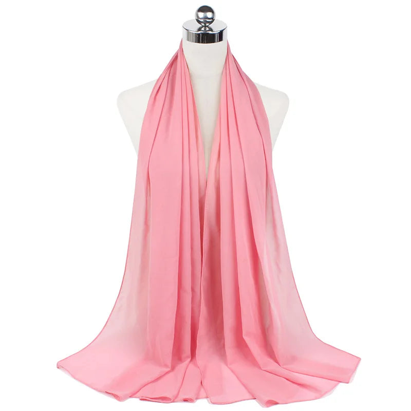 Muslim Chiffon Hijab Scarf Women Long Solid Color Head Wrap For Women Hijabs Scarves Ladies Muslim Veil Jersey Hijabs