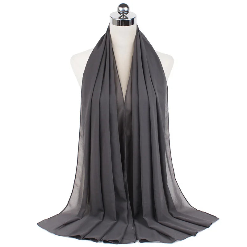 Muslim Chiffon Hijab Scarf Women Long Solid Color Head Wrap For Women Hijabs Scarves Ladies Muslim Veil Jersey Hijabs