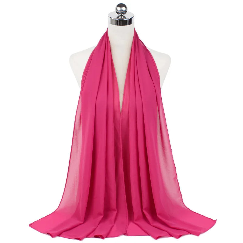 Muslim Chiffon Hijab Scarf Women Long Solid Color Head Wrap For Women Hijabs Scarves Ladies Muslim Veil Jersey Hijabs