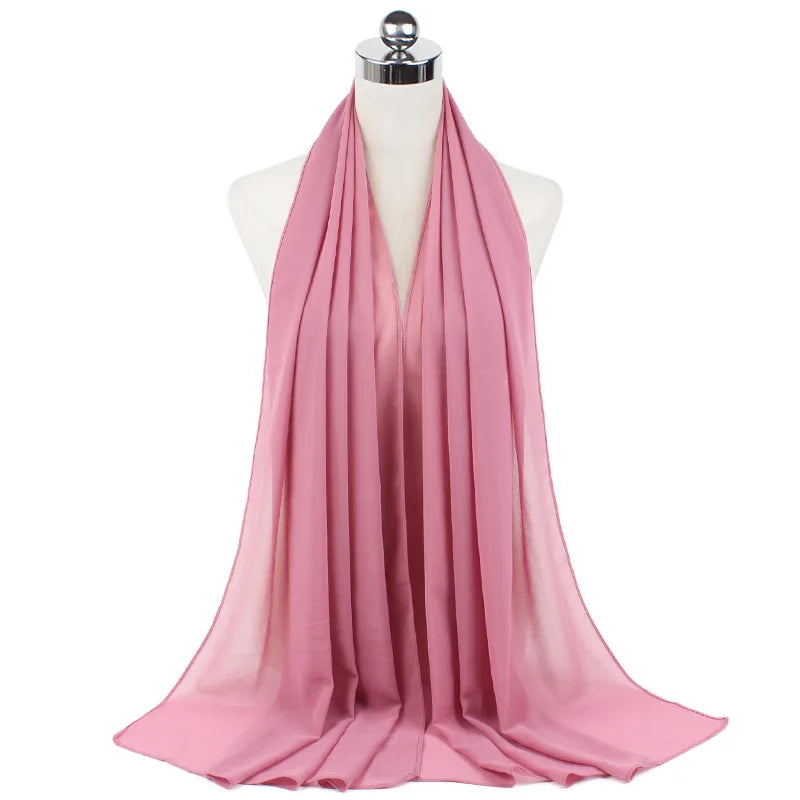 Muslim Chiffon Hijab Scarf Women Long Solid Color Head Wrap For Women Hijabs Scarves Ladies Muslim Veil Jersey Hijabs