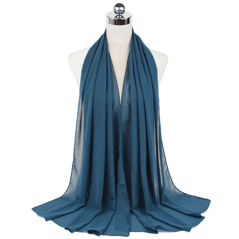 Muslim Chiffon Hijab Scarf Women Long Solid Color Head Wrap For Women Hijabs Scarves Ladies Muslim Veil Jersey Hijabs