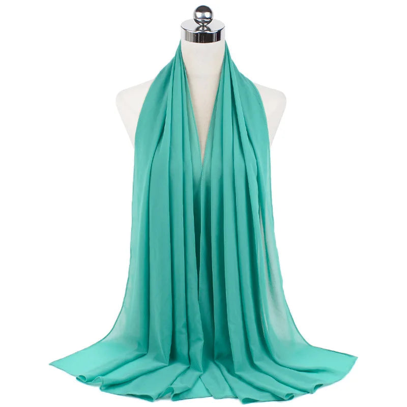 Muslim Chiffon Hijab Scarf Women Long Solid Color Head Wrap For Women Hijabs Scarves Ladies Muslim Veil Jersey Hijabs
