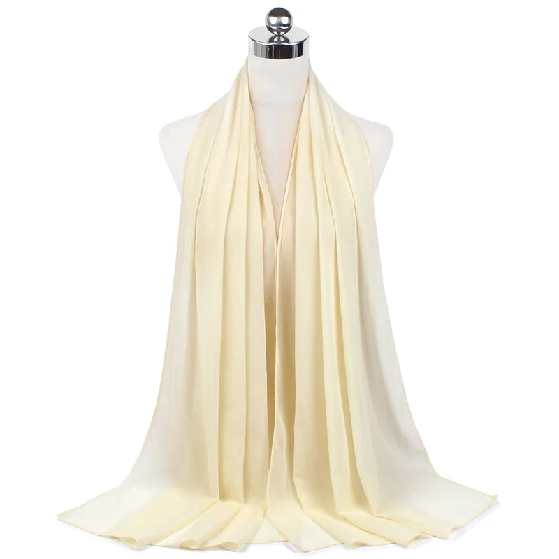 Muslim Chiffon Hijab Scarf Women Long Solid Color Head Wrap For Women Hijabs Scarves Ladies Muslim Veil Jersey Hijabs
