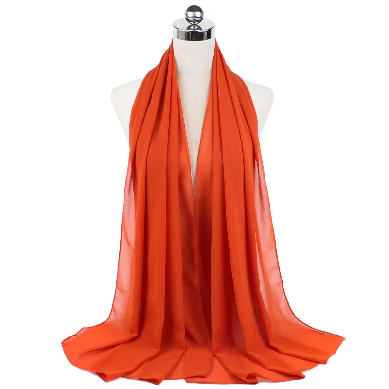 Muslim Chiffon Hijab Scarf Women Long Solid Color Head Wrap For Women Hijabs Scarves Ladies Muslim Veil Jersey Hijabs
