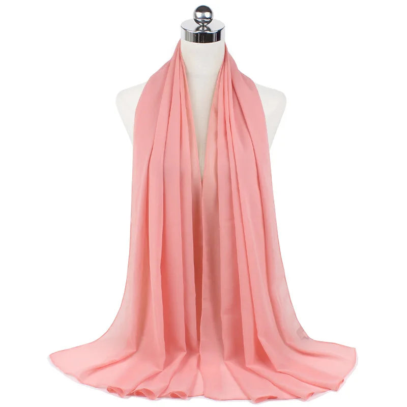Muslim Chiffon Hijab Scarf Women Long Solid Color Head Wrap For Women Hijabs Scarves Ladies Muslim Veil Jersey Hijabs