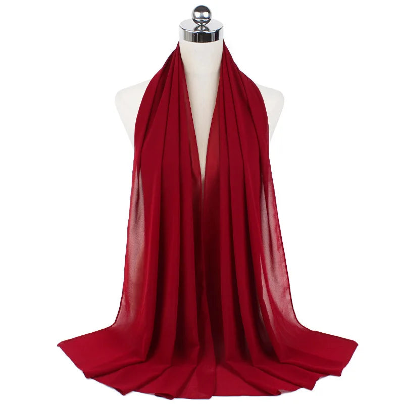 Muslim Chiffon Hijab Scarf Women Long Solid Color Head Wrap For Women Hijabs Scarves Ladies Muslim Veil Jersey Hijabs