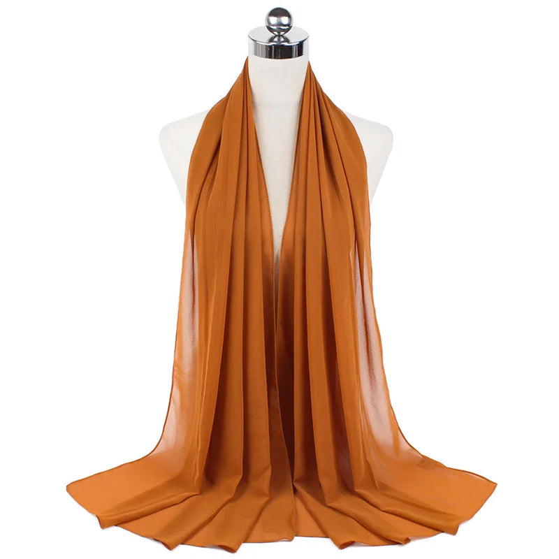 Muslim Chiffon Hijab Scarf Women Long Solid Color Head Wrap For Women Hijabs Scarves Ladies Muslim Veil Jersey Hijabs