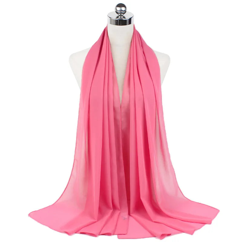 Muslim Chiffon Hijab Scarf Women Long Solid Color Head Wrap For Women Hijabs Scarves Ladies Muslim Veil Jersey Hijabs