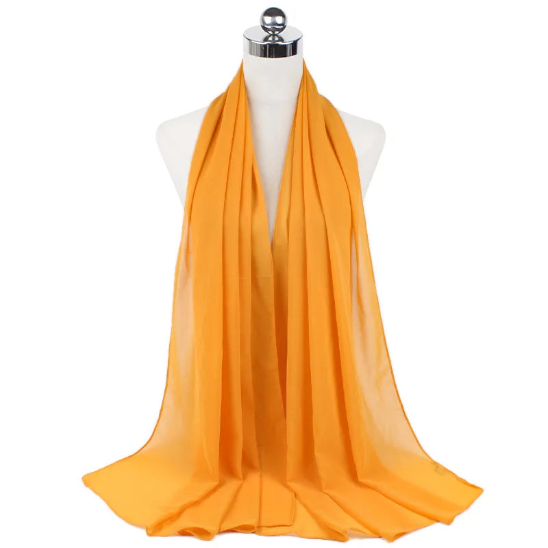 Muslim Chiffon Hijab Scarf Women Long Solid Color Head Wrap For Women Hijabs Scarves Ladies Muslim Veil Jersey Hijabs