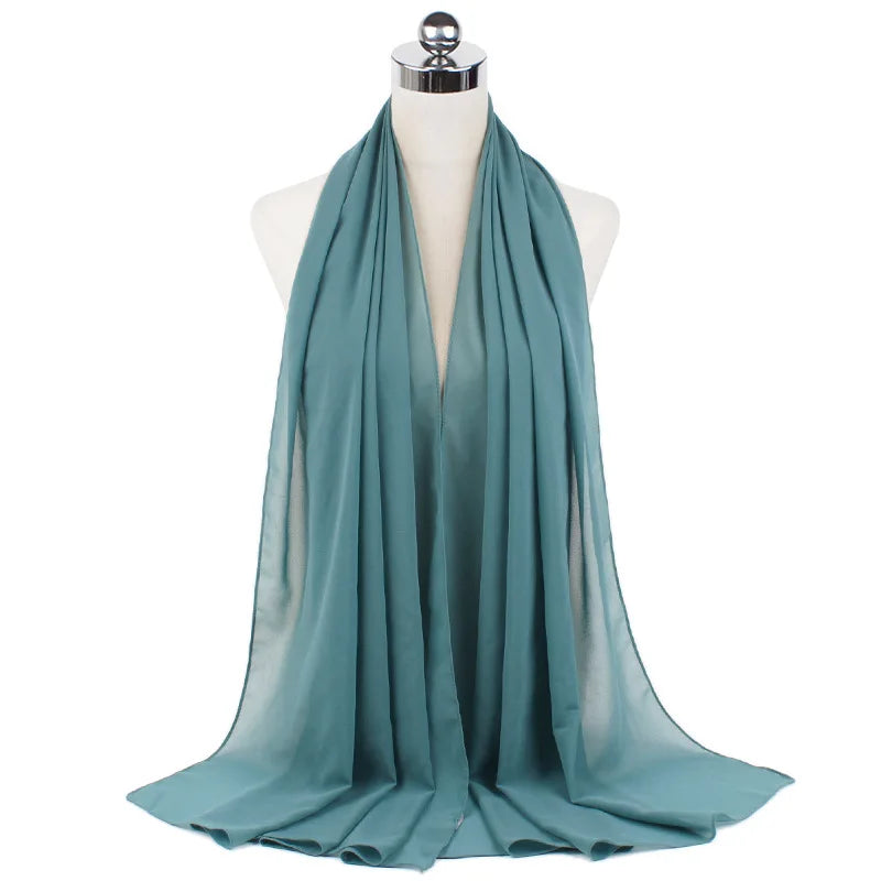 Muslim Chiffon Hijab Scarf Women Long Solid Color Head Wrap For Women Hijabs Scarves Ladies Muslim Veil Jersey Hijabs