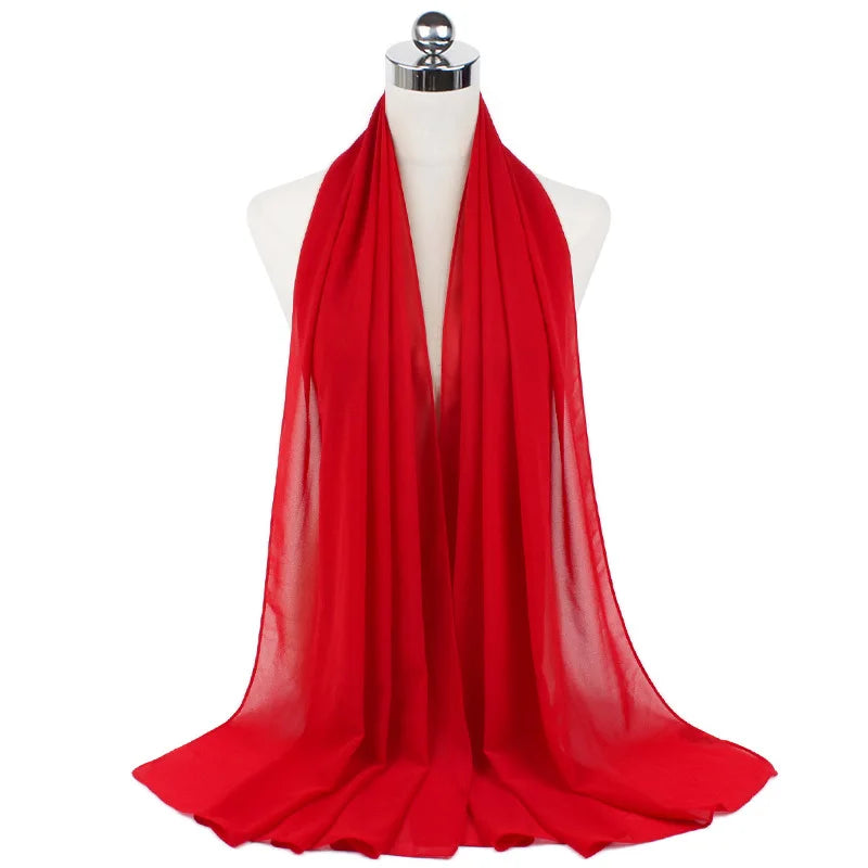 Muslim Chiffon Hijab Scarf Women Long Solid Color Head Wrap For Women Hijabs Scarves Ladies Muslim Veil Jersey Hijabs