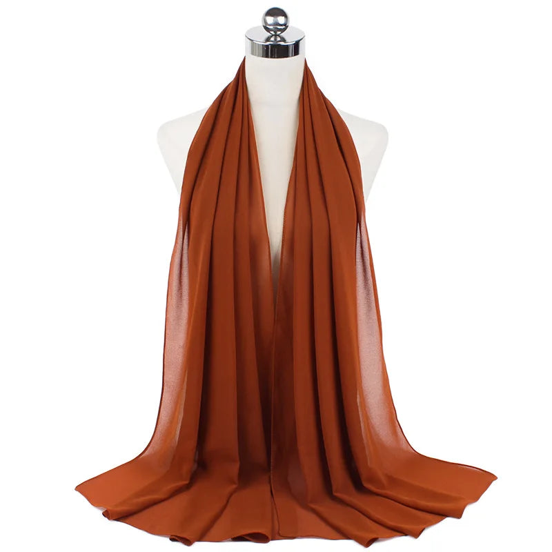 Muslim Chiffon Hijab Scarf Women Long Solid Color Head Wrap For Women Hijabs Scarves Ladies Muslim Veil Jersey Hijabs