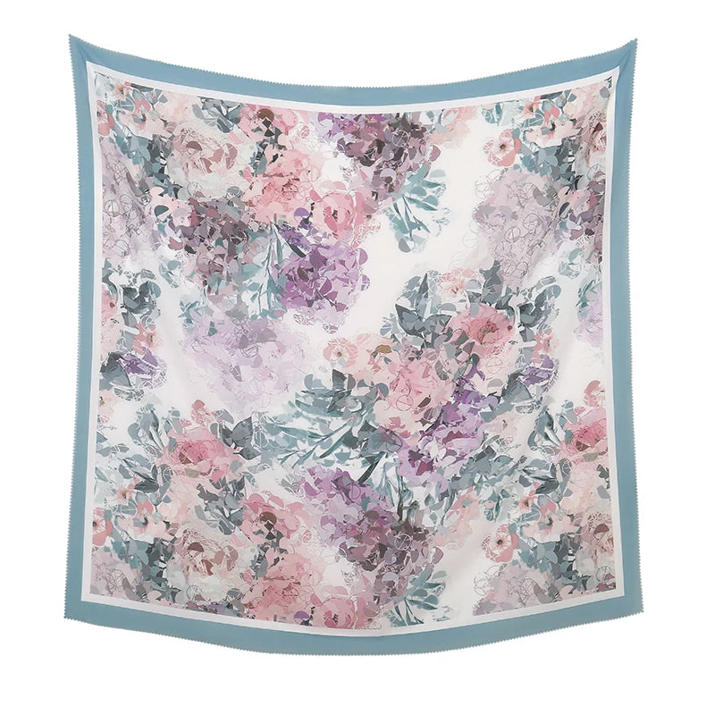Wholesale 110*110cm Printed Viscose Scarf Malaysia Floral Square Hijabs Laser Edge Maldives Scarves Premium Muslim Woman Hijabs