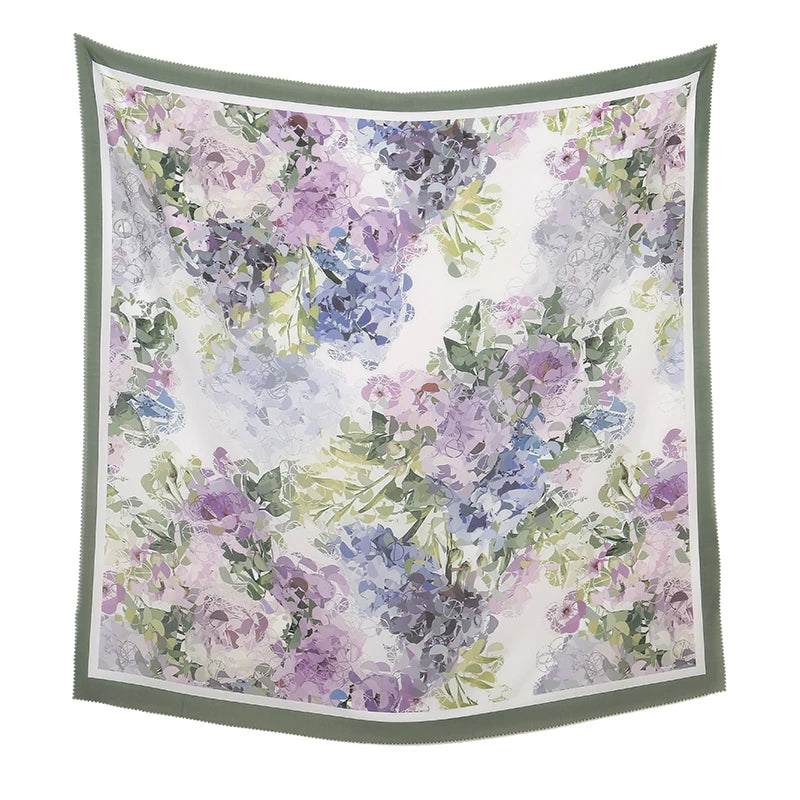 Wholesale 110*110cm Printed Viscose Scarf Malaysia Floral Square Hijabs Laser Edge Maldives Scarves Premium Muslim Woman Hijabs