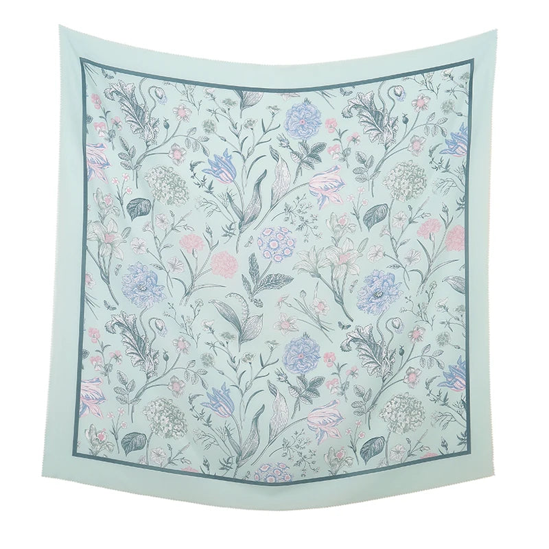 Wholesale 110*110cm Printed Viscose Scarf Malaysia Floral Square Hijabs Laser Edge Maldives Scarves Premium Muslim Woman Hijabs