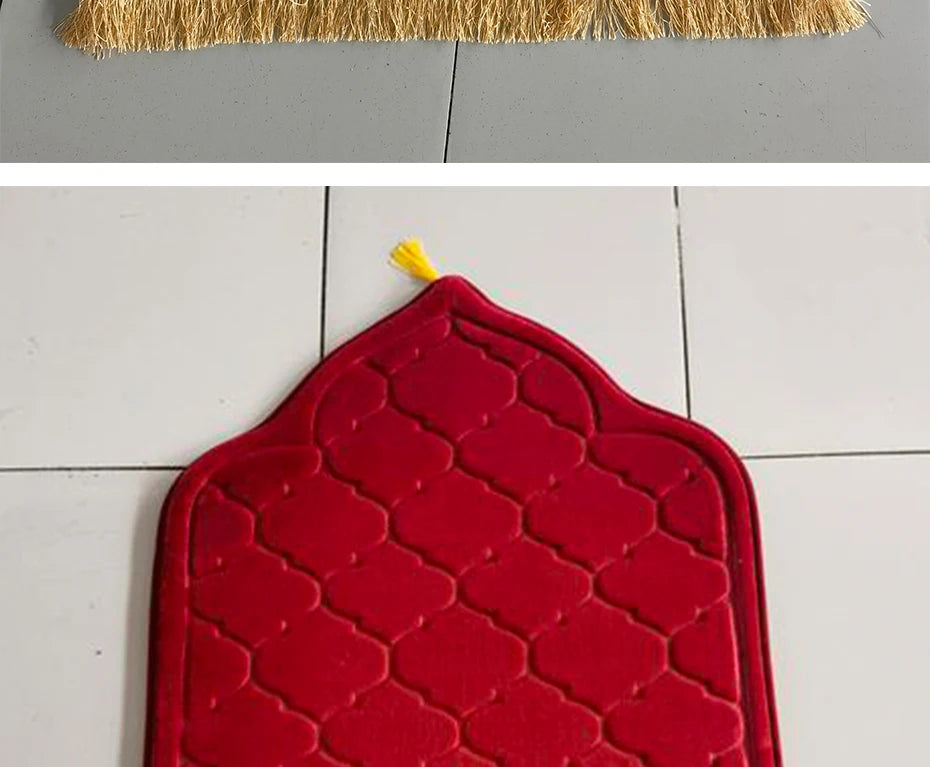 Muslim Prayer Rug Prayer Mat for Ramadan Flannel Carpet Portable Prayer Mat Worship Kneel Embossing Floor Carpets Non-slip Soft