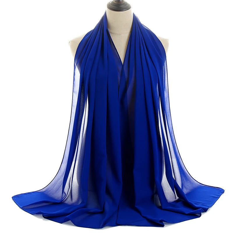 Ramadan Muslim Chiffon Hijabs For Woman Plain Color Headscarf Long Shawl Scarf Women Jersey Hijabs Ladies Islam Voile Hijab