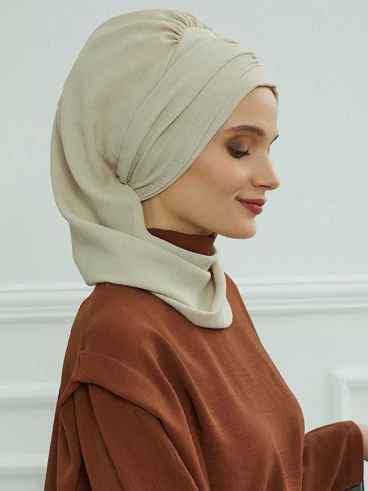 Ramadan Muslim Inner Hijabs For Woman Turban Hijabs With Cap Islamic Muslim Jersey Head Scarf Headwraps Muslim Women Clothing