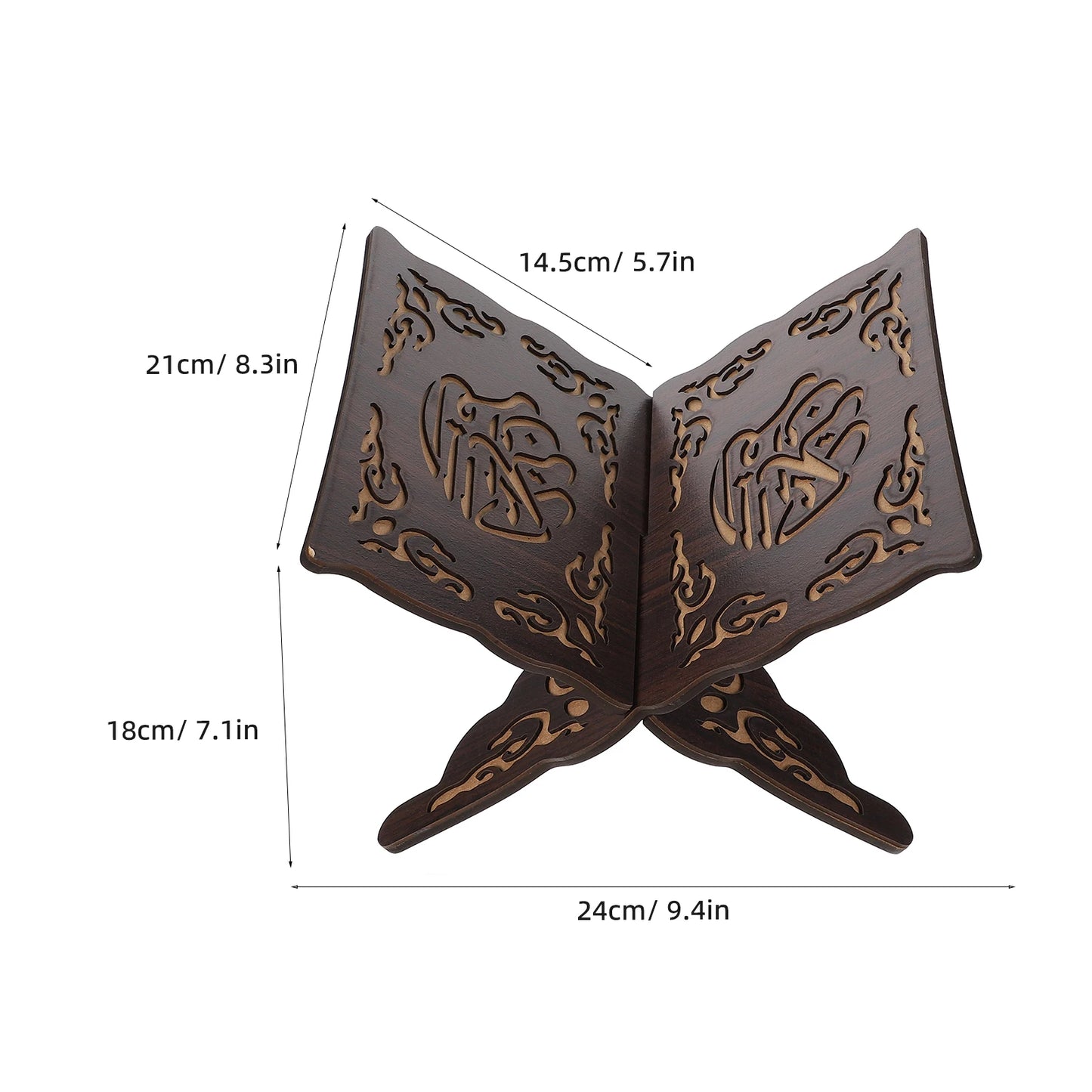 2PCS Wooden Quran Book Stand Holder Islamic Decorative Bookend Shelf Display Rack For Festival Wood Carved Foldable Book Storage