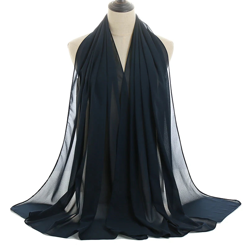 Ramadan Muslim Chiffon Hijabs For Woman Plain Color Headscarf Long Shawl Scarf Women Jersey Hijabs Ladies Islam Voile Hijab