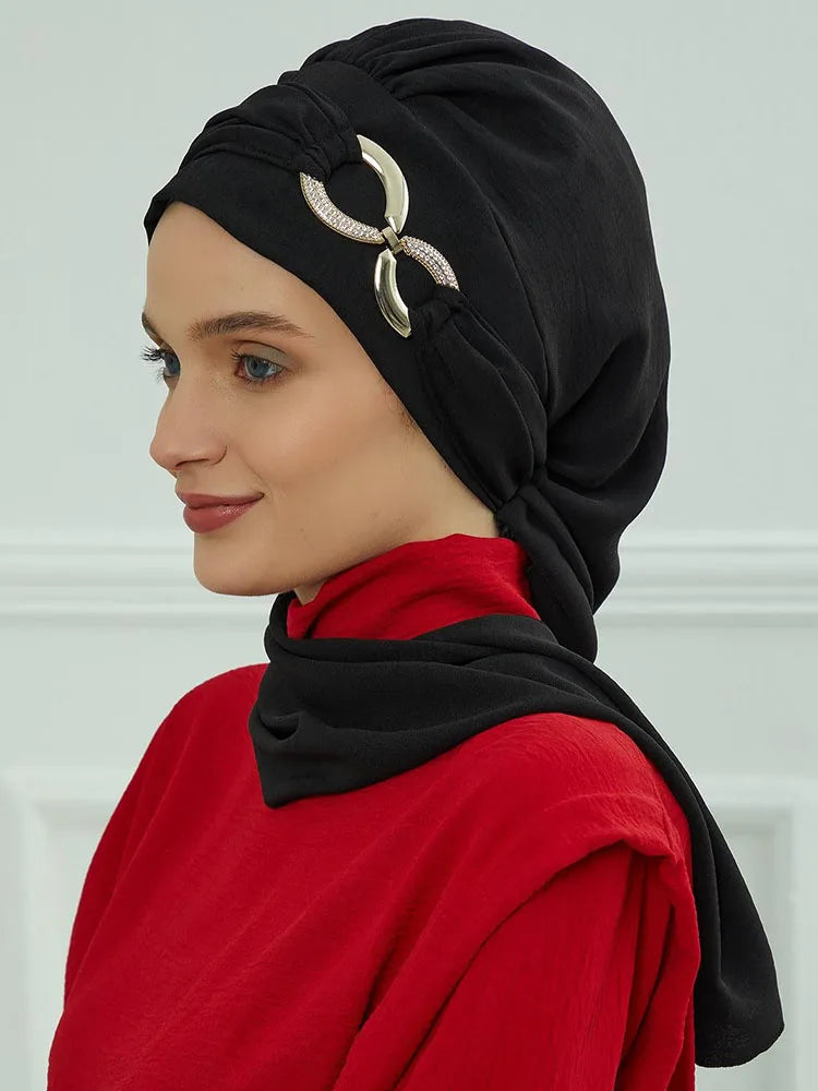 Ramadan Muslim Inner Hijabs For Woman Turban Hijabs With Cap Islamic Muslim Jersey Head Scarf Headwraps Muslim Women Clothing
