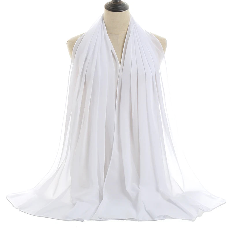 Ramadan Muslim Chiffon Hijabs For Woman Plain Color Headscarf Long Shawl Scarf Women Jersey Hijabs Ladies Islam Voile Hijab