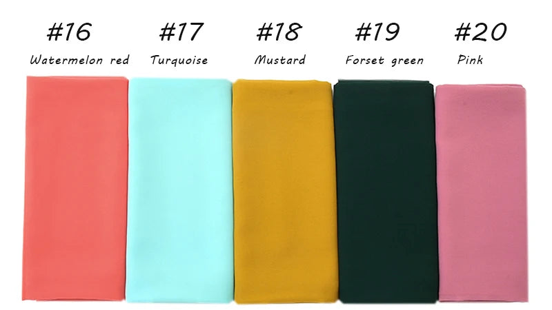 Ramadan Muslim Chiffon Hijabs For Woman Plain Color Headscarf Long Shawl Scarf Women Jersey Hijabs Ladies Islam Voile Hijab