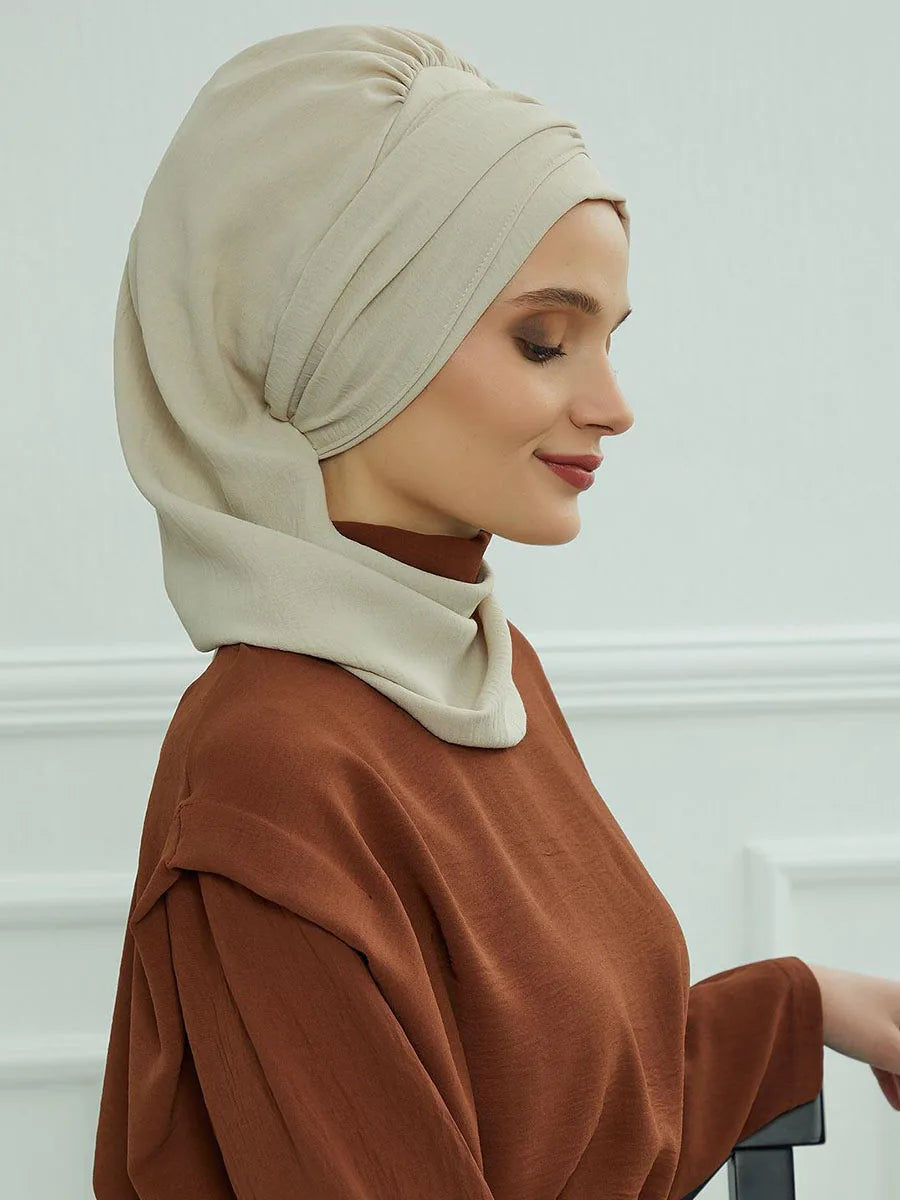 Ramadan Muslim Inner Hijabs For Woman Turban Hijabs With Cap Islamic Muslim Jersey Head Scarf Headwraps Muslim Women Clothing