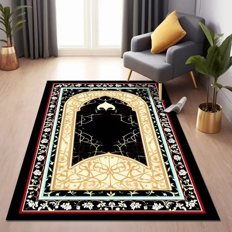 Vikama Ethnic Style Worship Carpet Crystal Velvet Kneeling Mat Non-Slip Wear Resistant Prayer Carpet Home Decoration