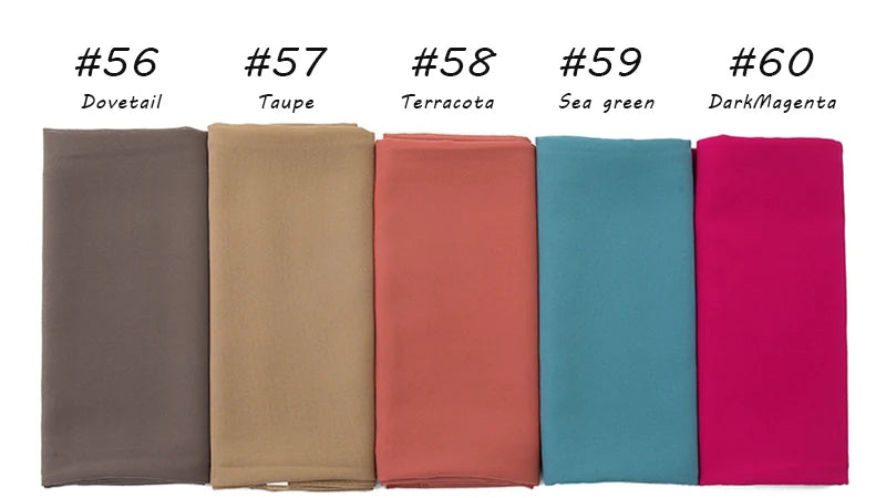Ramadan Muslim Chiffon Hijabs For Woman Plain Color Headscarf Long Shawl Scarf Women Jersey Hijabs Ladies Islam Voile Hijab