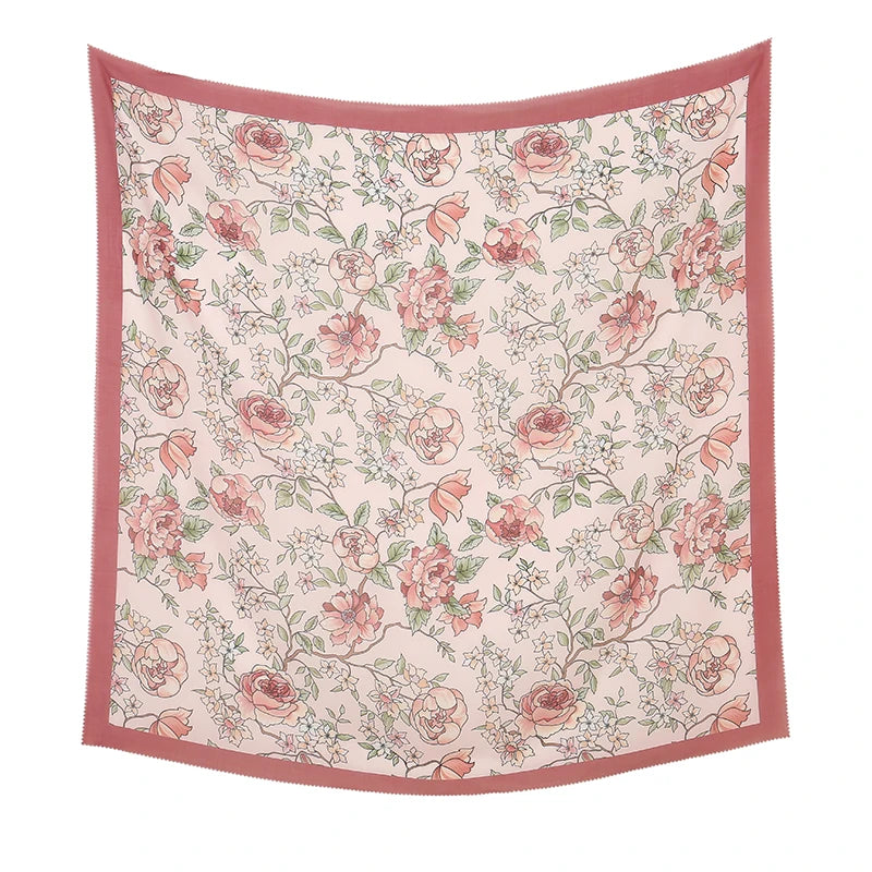 Wholesale 110*110cm Printed Viscose Scarf Malaysia Floral Square Hijabs Laser Edge Maldives Scarves Premium Muslim Woman Hijabs