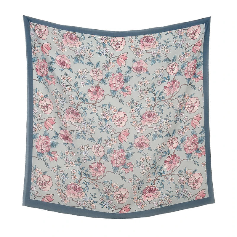 Wholesale 110*110cm Printed Viscose Scarf Malaysia Floral Square Hijabs Laser Edge Maldives Scarves Premium Muslim Woman Hijabs