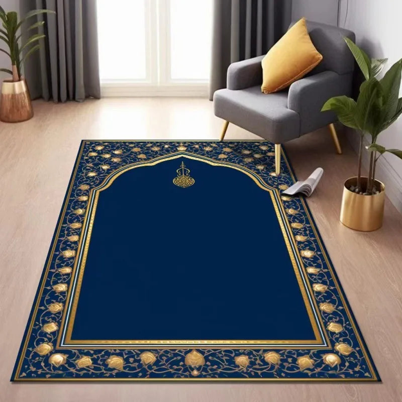 Vikama Ethnic Style Worship Carpet Crystal Velvet Kneeling Mat Non-Slip Wear Resistant Prayer Carpet Home Decoration