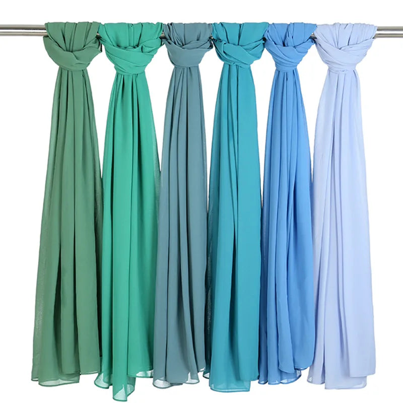 Ramadan Muslim Chiffon Hijabs For Woman Plain Color Headscarf Long Shawl Scarf Women Jersey Hijabs Ladies Islam Voile Hijab