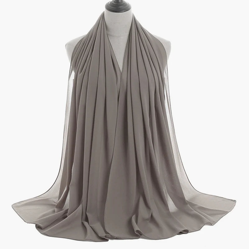 Ramadan Muslim Chiffon Hijabs For Woman Plain Color Headscarf Long Shawl Scarf Women Jersey Hijabs Ladies Islam Voile Hijab